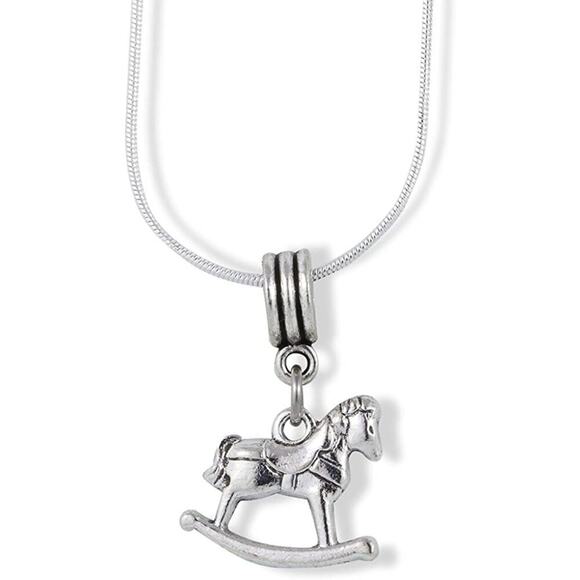 Rocking Horse Realistic Charm Snake Chain Necklace - Picture 1 of 4